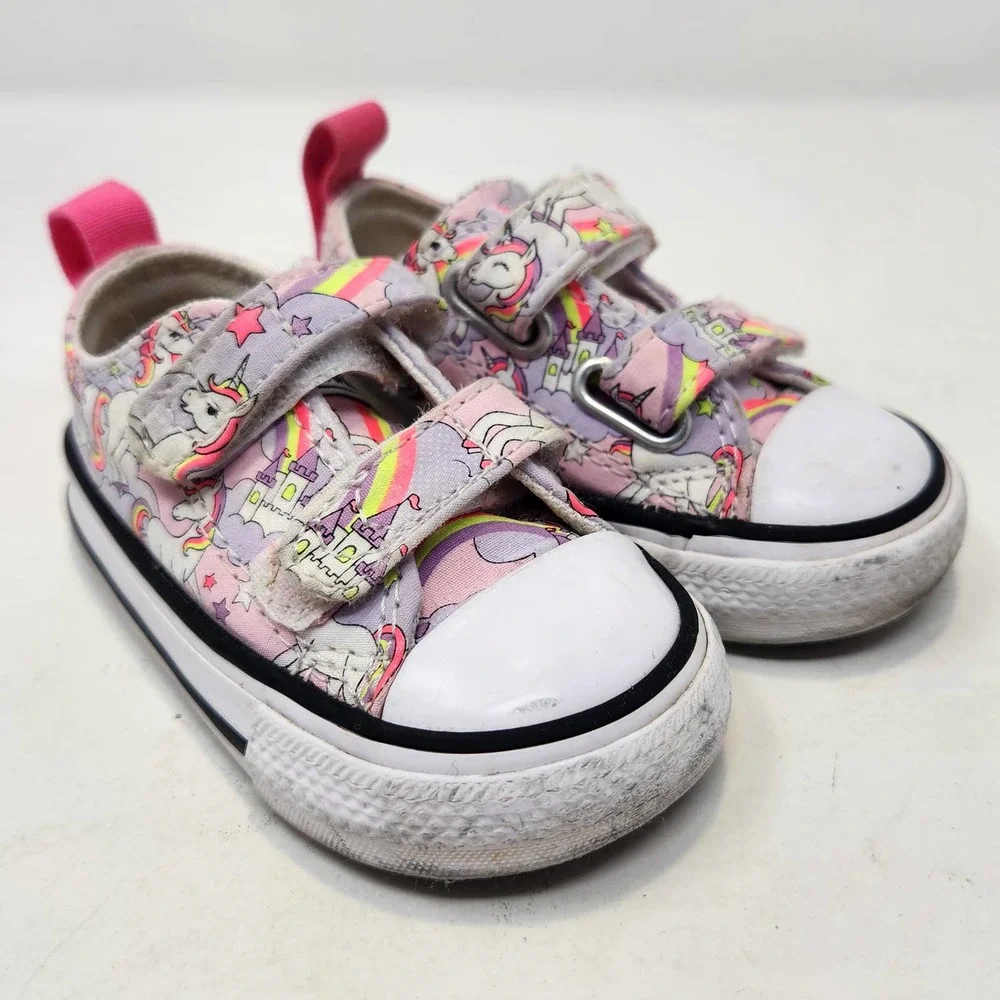 Converse All Star Toddler Neon Unicorn Sneakers Shoes 3 Infant Girls Pink Purple